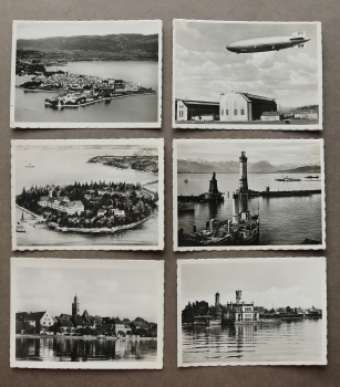 Mäppchen mit 12 Bildern Bodensee 1910-1935 Zeppelin Meersburg Schloss Montfort Luftschiff Hindenburg LZ 129 Lindau